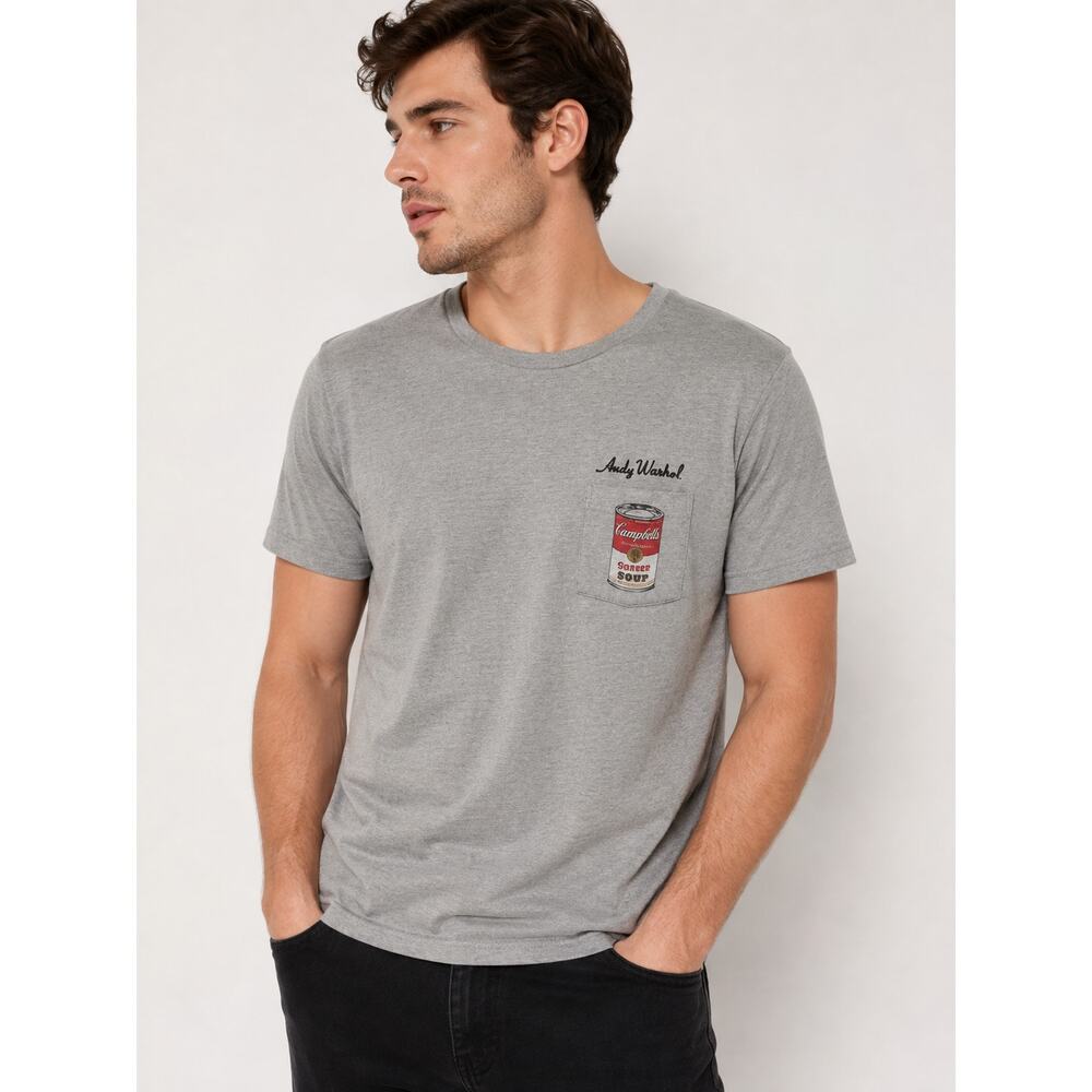 Uniqlo SPRZ NY Andy Warhol Campbell's Soup Pocket Tee - Gray - Size M - Picture 2 of 7
